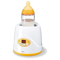 Beurer Baby Bottle Warmer & Food Warmer,BY52 | Portable 2-in-1 Heater with Keep Warm Function for Breast-Milk,Formula & Food | AVENT & NUK Bottles | with Lifter,LED Display,Safety Switch-Off & Cap