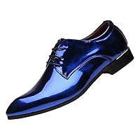 Men's Oxford Shoes Dress Pointed Toe Shiny Patent Leather Lace Up Casual Prom Party Shoes