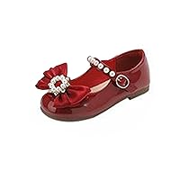 Girls Marry Jane Shoes for Dance Kids Solid Color Water-Proof Bowknot Dress Shoes Toddler Casual Sneakers