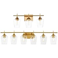 Hamilyeah Gold Bathroom Vanity Lights Over Mirror, 3 Light Bathroom Light Fixtures Gold, Modern Vanity Lighting Fixtures with Champagne Glass Shade for Bath, Fireplace, Living Room