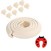Edge Protector for Baby Corner Guard Edge & Corner Guards [6.5ft Edge + 8Corner] - Baby Proof Table Protector-Corner Cushion and Edge Safety Bumpers - Cream-Colored