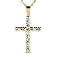 Lab Grown Diamond Women Cross Pendant Necklace (VS2-SI1,G-H) 0.50 ctw 14K Gold. Included 18 Inches Chain