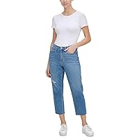 Calvin Klein Womens Jeans Cropped High Rise Straight Leg Jeans Size 25 Color Nirvana