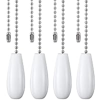 Akahttbn Ceiling Fan Chain Hoists Decorative Extension 12 Inch White Color Wood Pull Chain Fan Pull Kit Ornaments for Ceiling Light Lamp Fan Chain 4 Pack (Nickel)
