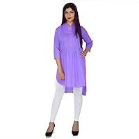 Women's Long Kurti With Pajama Set Dress Suit Tunic Wedding Wear Maxi Purple Color Plus Size