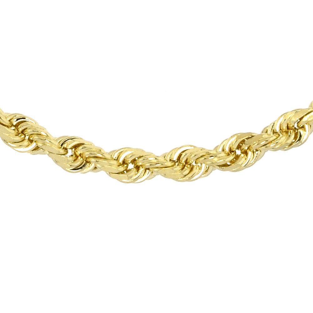 Solid Yellow 14K Gold 3mm Diamond Cut Rope Chain Necklaces & Bracelets for Men and Women 8-30 inches long