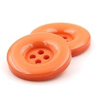 Multicolor Resin Buttons 0.6''-1.5'' Round 4 Holes Buttons-Coats Suits Shirts Trousers Various Sizes Buttons for DIY Clothing Sewing Accessories Orange 38mm/1.5''-10Pcs