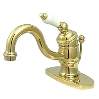 Kingston Brass KB3402PL Victorian 4-Inch Centerset Lavatory Faucet with Porcelain Lever Handle, Polished Brass