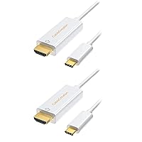 CableCreation USB-C to HDMI, 6 Feet 2-Pack Type C [Thunderbolt 3 Compatible] to HDMI 4K Cable Compatible with MacBook Pro/Air, Chromebook Pixel, XPS 15, Galaxy S24/S24 Ultra/S24+/S22/S20, White