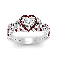 Choose Your Gemstone 925 Sterling Silver Heart Shape Wedding Ring Fashion Jewelry Promise Gift Casual Wear Party Wear Daily Wear Office Wear Heart Halo Bridal Ring Set : US Size 4 to 12
