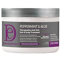 Design Essentials Peppermint & Aloe Therapeutics Anti-Itch Hair + Scalp Treatment Dandruff Hairgrooming, 5 Fl Oz., White