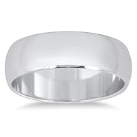 6mm Domed Comfort Fit Wedding Band in 10K White Gold