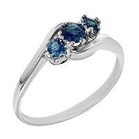 925 Sterling Silver Real Genuine Sapphire Womens Band Ring