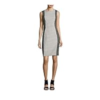Calvin Klein Women's Geometric Contrast Sheath Dress,Black/White, Size 8
