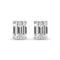1/4 Carat - 1 Carat Lab Grown Emerald Cut Solitaire Diamond Earrings Available in 14K White Gold And Yellow Gold
