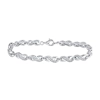 The Diamond Deal Sterling Silver Womens Round Diamond Infinity Bracelet .01 Cttw