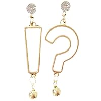 Women Alloy Earrings Rhinestone Earrings Asymmetric Exclamation Mark Ear Stud Question Mark Ear Plating Jewelry for Women