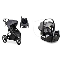 BOB Gear Wayfinder Jogging Stroller with Independent Dual Suspension, Air-Filled Tires & Britax Willow S Infant Car Seat with Alpine Base, ClickTight Technology, Rear Facing Car Seat