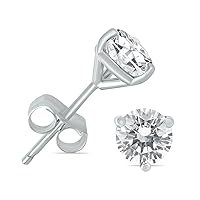 1/4 CTW - 1 CTW Certified Martini Set Round Diamond Solitaire Earrings Available in 14K White or Yellow Gold