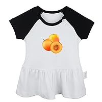 Fruit Apricot Pattern Cute Dresses, Newborn Infant Baby Girls Princess Dress, Kids Novelty Ruffles Cotton Clothes