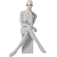White Mannequin Full Body Dress Form, Realistic Female Manikin Torso, Clothing Form Display Dummy, Shop Hat Pant Skirt Fashion Woman Model, 5 Poses ( Color : Sitting )