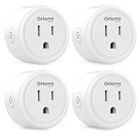 GHome Smart Mini Smart Plug, WiFi Outlet Socket Works with Alexa and Google Home, Remote Control with Timer Function, Only Supports 2.4GHz Network, No Hub Required, ETL FCC Listed (4 Pack),White