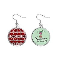 Red Irregular Vertical Grain Knit Pattern Decoration Dangle Season Spring Earring Jewelry
