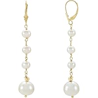 14k Yellow Gold Freshwater Cultured Pearl Earrings Jewelry for Women
