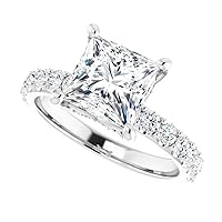 JEWELERYIUM 2 CT Princess Cut Colorless Moissanite Engagement Ring, Wedding/Bridal Ring Set, Halo Style, Solid Sterling Silver, Anniversary Bridal Jewelry, Best Rings for Women