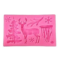 DIY 3D Christmas Theme Deer Silicone Mold Snowflake Chocolate Cake Fondant Mould Crafts Decoration Baking Tools