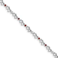 925 Sterling Silver Polished Open back Lobster Claw Closure Garnet and Diamond Bracelet Measures 4mm Wide Jewelry for Women