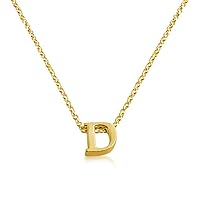 Initial Letter D Personalized Serif Font Small Pendant Necklace Thin 1mm Chain