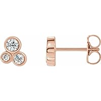 14ct Rose Gold Polished 0.2 Weight Carat Diamond Geometric Cluster Earrings Jewelry for Women