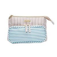 Conair Makeup Bag, Cosmetic Bag - Great for Makeup Brushes or Cosmetics, Perfect Size for Tote Bag or Carry-On, Organizer Shape in Blue and Tan Stripes