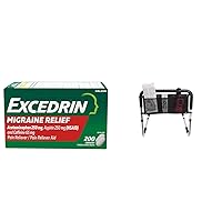 Excedrin Migraine Relief Caplets and Universal Bed Rail Accessory Pouch - 200 Count Caplets + 3 Pocket Pouch