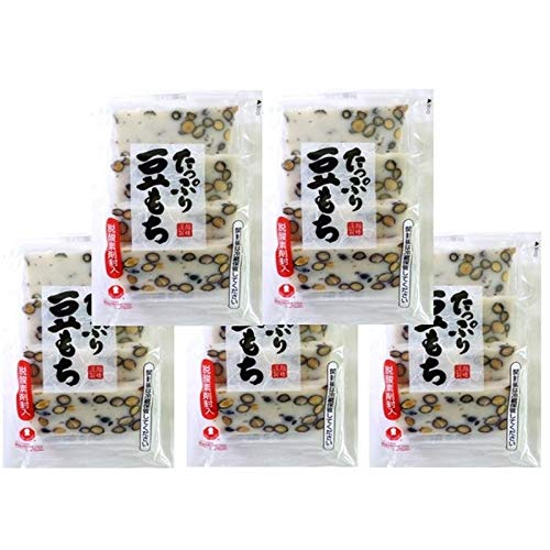 Echigo Seika Plenty of Bean Mochi - Cut Rice Cake with Black Soybeans 7.76 oz. (220g) (Pack of 5) - MADE IN JAPAN