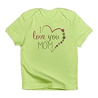 Infant T-Shirt I Love You Mom Burlap and Pink Heart