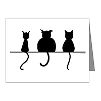 Note Card Three Black Cats on a Wall