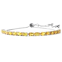 Adjustable 3.0 Cts Yellow Sapphire Platinum Plated 925 sterling Silver Tennis Bracelet For Her