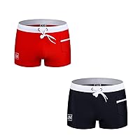 JOCKMAIL 2PCS/Pack Mens Swim Briefs Mens Swim Trunk Swimwear Quick Dry Swim Briefs Underwear Mens Beach Briefs