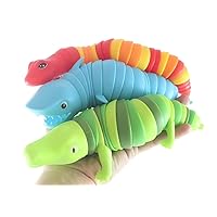 Snake, Shark and Alligator Fidgets - Set of 3 - Large Wiggle Crocodile Articulated Jointed Moving Creature Toy - Unique (Random Colors)