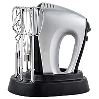 Hand Mixer Electric, 5-Speed Hand Mixer with Turbo Handheld Kitchen Mixer Includes Beaters, Dough Hooks (Color : Silver)