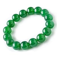 Natural Onyx Bracelet for Men Women Handmade Agate Beaded Stretch Bracelet Crystal Jewelry Healing Bracelets 6/8/10/12/14/16MM (8mm, Green Onyx)