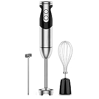 3-in-1 Immersion Hand Blender, Powerful MOTOR 12-Speed Stick Blender with Sturdy Titanium Plated Stainless Steel Blades