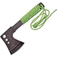 HUNTER Axe with Sheath Full Tang Green Cord Wrapped Stainless Steel Handle, 10