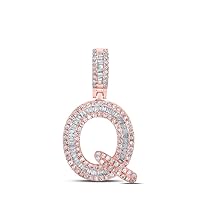 10K Rose Gold Mens Baguette Diamond Q Initial Letter Pendant 1/2 Ctw.