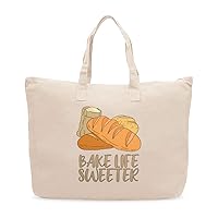Bake Life Sweeter Cotton Canvas Bag - Cute Gifts - Gifts for Baking Lovers