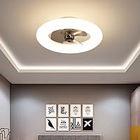 96W Reversible Ceiling Fan with Light - Modern 6 Speeds Flush Mount Enclosed Ceiling Fan 19.7\