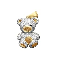10K Yellow Gold Teddy Bear Cute Diamond Pendant For Baby And Girls | 1.40