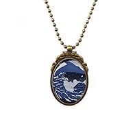 Blue Ocean Waves Night Dark Antique Necklace Vintage Bead Pendant Keychain